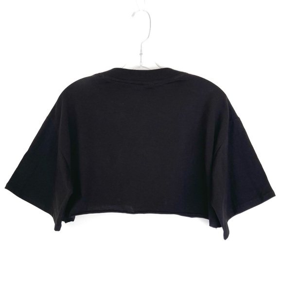 ASOS Black Boxy Raw Hem Crop Top w/ V-Neck - Picture 2 of 5